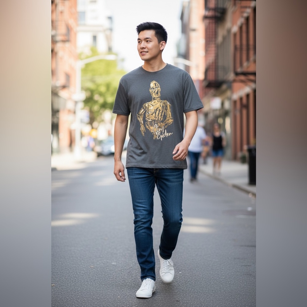 Star Wars C-3PO Stay Golden Graphic Tee Gray Unisex Fifth Sun Small